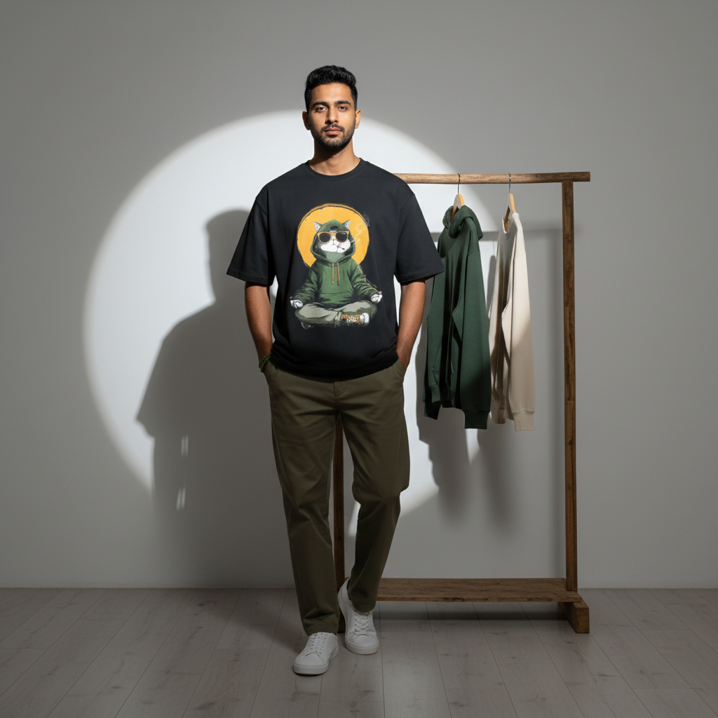 Cat Meditation Oversized T-Shirt