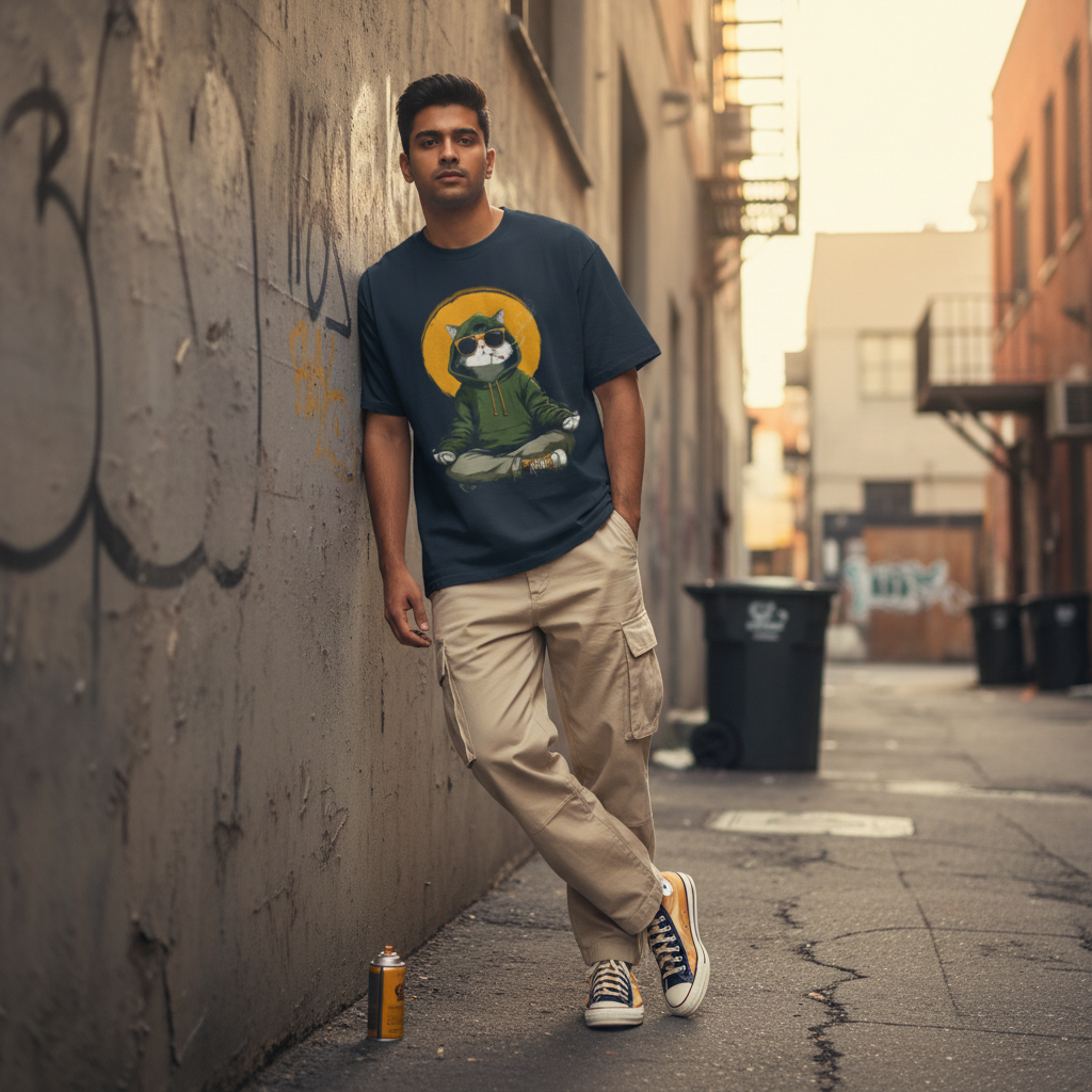 Cat Meditation Oversized T-Shirt
