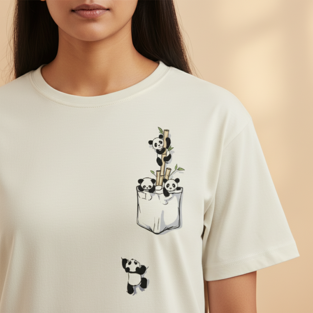 Cute Panda Pocket T-Shirt